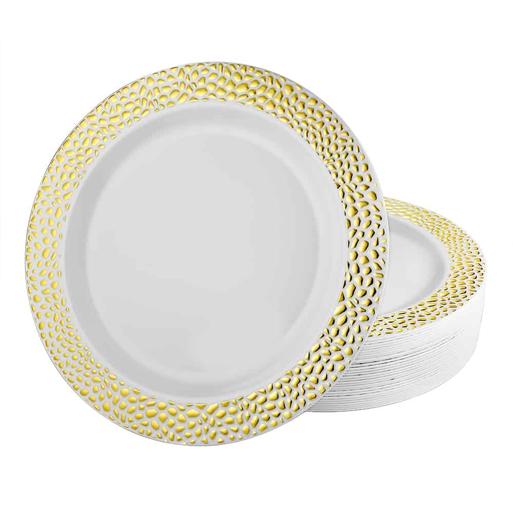 Pebbled Premium Plastic Round Dinnerware - King Zak