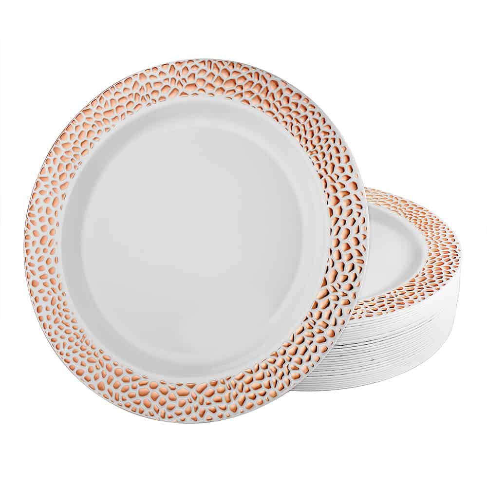 Pebbled Premium Plastic Round Dinnerware - King Zak