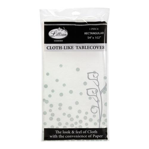 54inchx102inch Tablecover / Silver Confetti