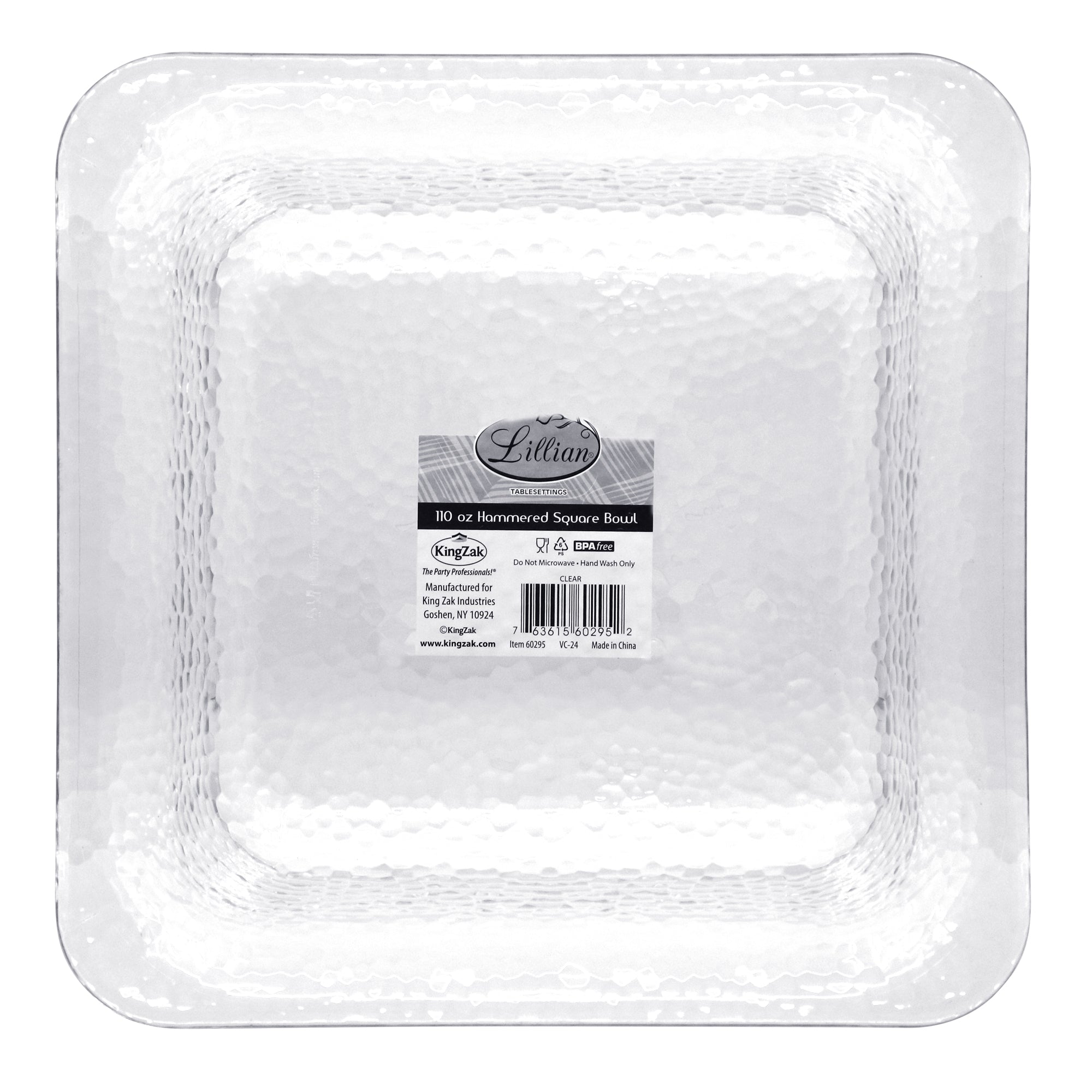Clear Hammered Square Plasticware