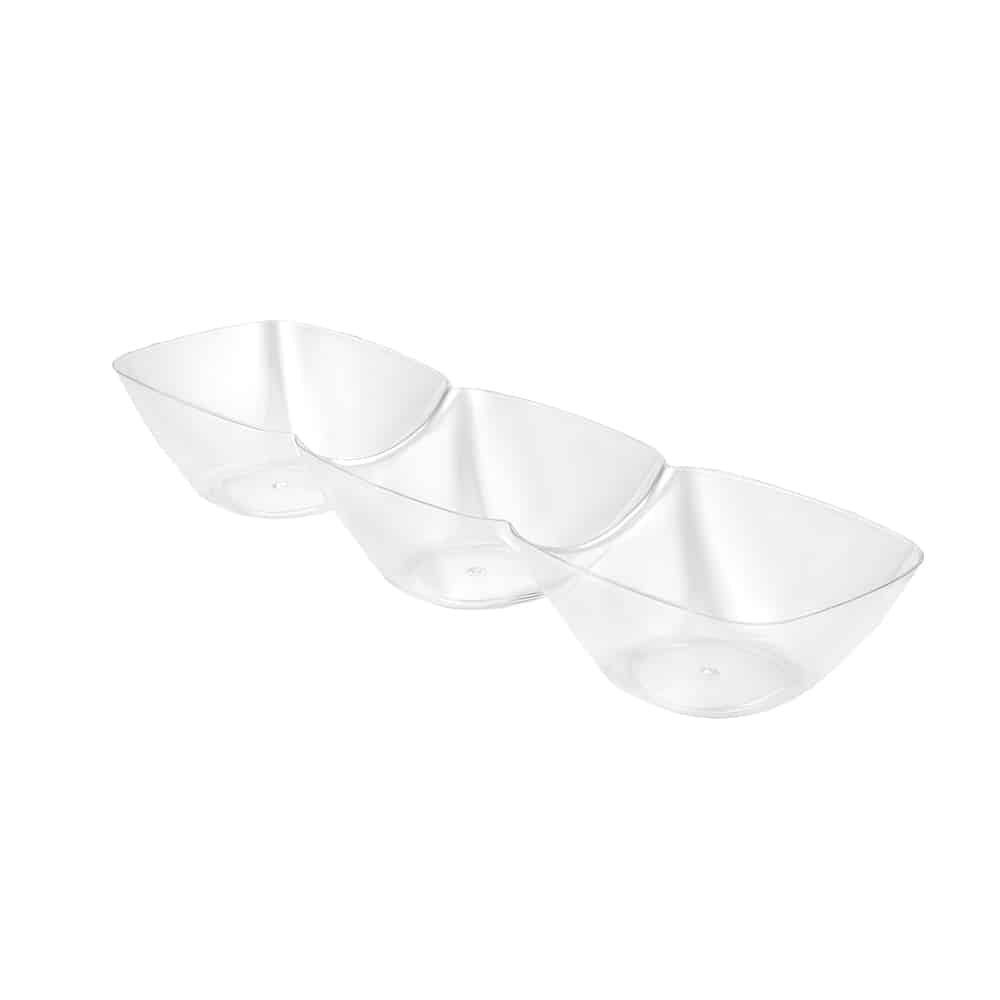 Clear Mini 3-Dip Dish, Each section 2oz – King Zak