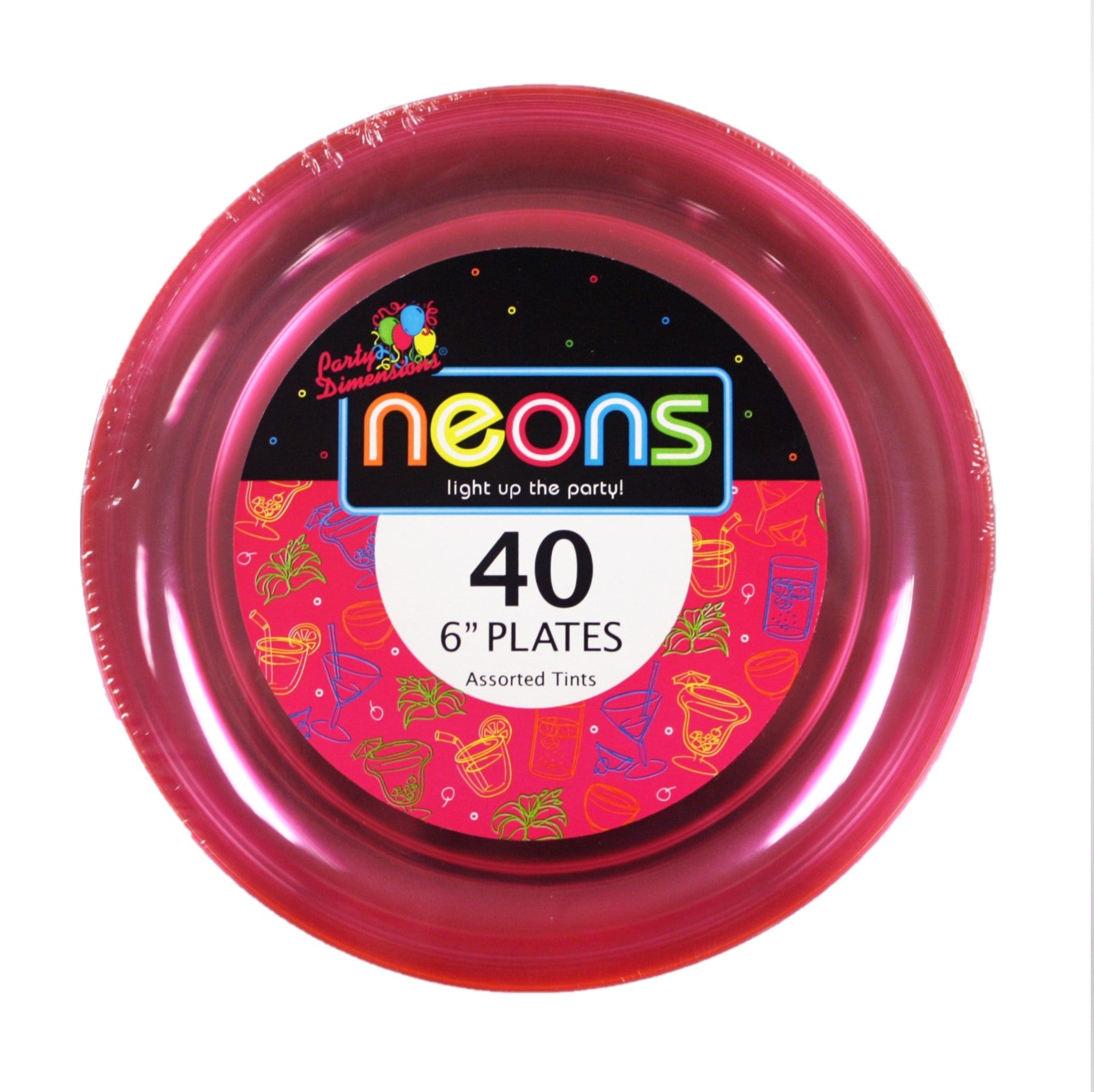 Plastic Neon Tableware<br/>Size Options: 9inch Plate, 6inch Plate, 10oz Bowl, and 6oz Bowl