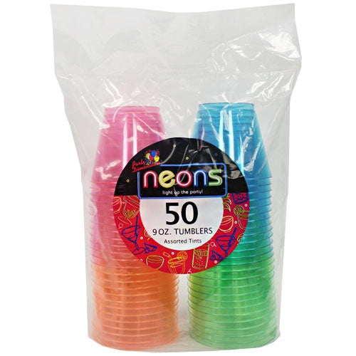 Plastic Neon Tumbler Size Options: 9oz Tumbler 50 Pack