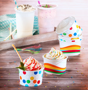 Paper Ice Cream Cup<br/>Size Options: 8oz Ice Cream Cups and 6oz Ice Cone Cup